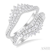 1 ctw Triple Row Round Cut Diamond Insert Ring in 14K White Gold